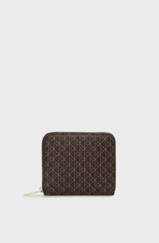 Женский темно-коричневый кошелек с узором EMBLEM AOP SQUARE Коричневый ONESIZE Calvin Klein LV04F1089G