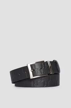 Мужской черный кожаный ремень с узором Черный 95 Karl Lagerfeld 551454.815300;990