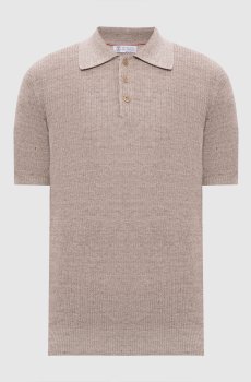 Бежевое поло с леном