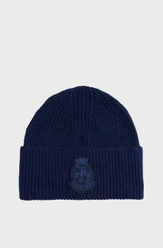 Мужская темно-синяя шерстяная шапка TH CREST WOOL BEANIE Синий ONESIZE Tommy Hilfiger AM0AM13826