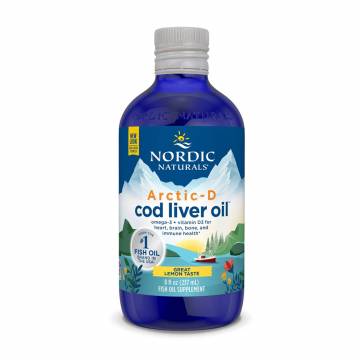 Рыбий жир из печени трески и витамин Д3 Nordic Naturals Arctic-D Cod Liver Oil со вкусом лимона, в жидкости, 237 мл