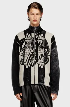 Мужской черный кардиган с узором K-OLIBA-JKT Черный L Diesel A19469 0NKCJ