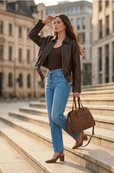 Mom fit джинси з ефектом прання - синій