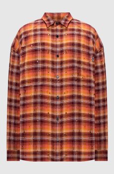 Оранжевая рубашка в клетку с прорехами