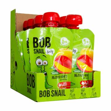 Фруктовое пюре Bob Snail Яблоко-манго для детей от 5 месяцев, 10*90 г Фруктовое пюре Bob Snail Яблоко-манго для детей от 5 месяцев, 10*90 г