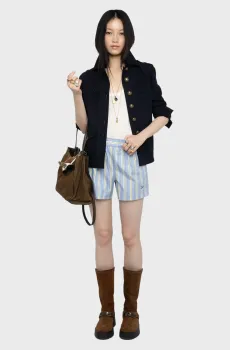 Женские голубые шорты в полоску Pax Голубой 38 ZADIG&VOLTAIRE WWBS01176_SIXTINE