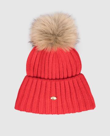 Красная шапка UNA с шерстью