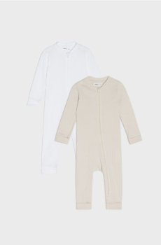 Бавовняний ромпер, 2 шт. - нюдовий