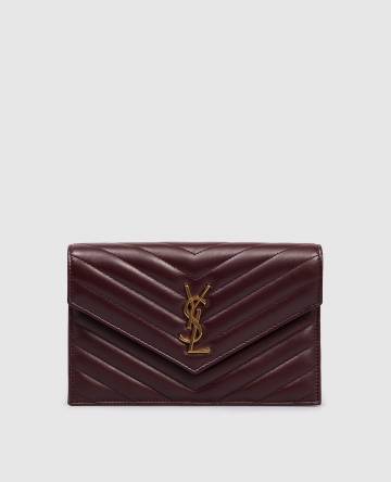 Бордовый кожаный клатч-конверт CASSANDRE