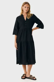 Женское черное платье Linen eyehole embroidery dress Черный 34 Mexx MF006302251W