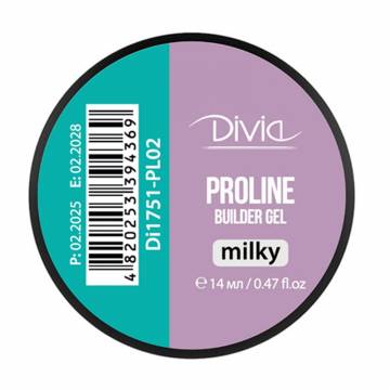 Гель для наращивания ногтей Divia ProLine Builder Gel PL02 Milky, 14 г Гель для наращивания ногтей Divia ProLine Builder Gel PL02 Milky, 14 г
