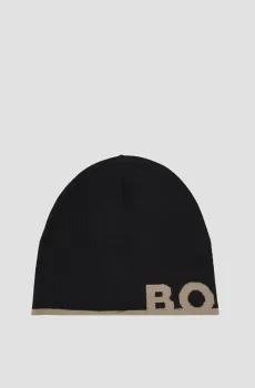 Мужская черная шерстяная шапка Черный ONESIZE BOSS 50499413;001