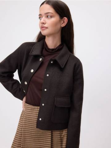 Reserved - Куртка з комірцем - темно коричневий - 233DW-89M