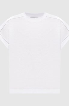 Белая футболка с леном с цепочкой мониль