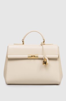 Кожаная сумка-сетчел цвета айвори Marlene