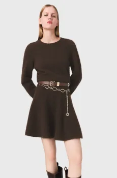 Женское коричневое шерстяное платье Коричневый 36 MAJE MFPRO04462_Dark brown