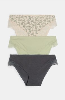 Бавовняні трусики з мереживом 3 штуки - різнобарвний