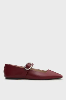 Женские бордовые кожаные балетки SQUARED BALLERINA Бордовый 36 Calvin Klein HW0HW03037