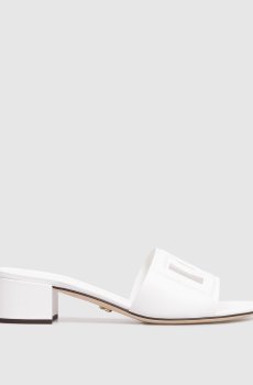 Белые кожаные мюли с логотипом
