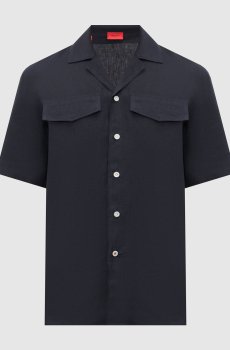 Синяя рубашка из льна