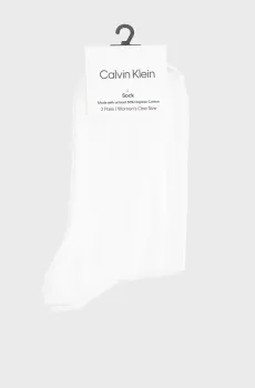 Женские белые носки (2 пары) EMBLEM AOP Белый ONESIZE Calvin Klein 701237676