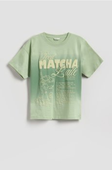 Reserved - Свободная футболка с принтом - блідо-зелений - 081HU-07X