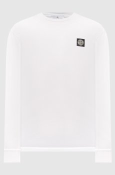 Белый лонгслив с нашивкой логотипа