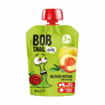 Фруктовое пюре Bob Snail Яблоко-персик, от 5 месяцев, 90 г Фруктовое пюре Bob Snail Яблоко-персик, от 5 месяцев, 90 г