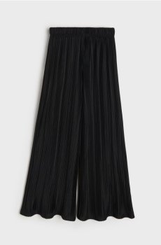 Плісировані широкі штани з еластичним поясом - чорний