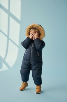 Стьобаний комбінезон з відбивними елементами - темно-синій