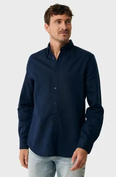 Мужская темно-синяя льняная рубашка CALEB Basic linen shirt Синий M Mexx MF007200151M