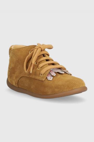 Детские замшевые полуботинки Pom Dapi цвет коричневый
