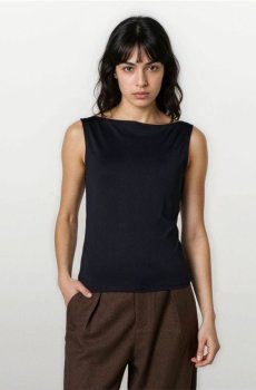 Гладкий топ без рукавів - чорний
