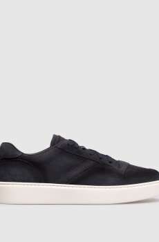 Синие замшевые кроссовки с логотипом