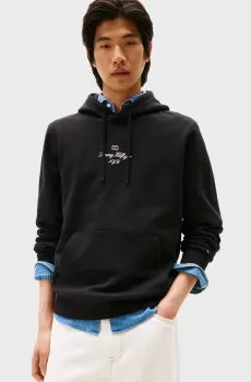 Мужское черное худи OUTLINE Черный S Tommy Hilfiger MW0MW39372