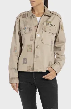 Женская бежевая рубашка с узором Бежевый L Replay W2142 .000.74970