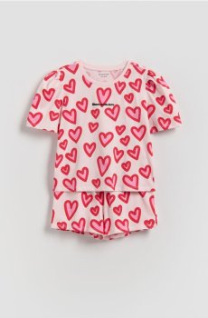 Reserved - Піжамний комплект з двох частин з візерунком «серденька» - пастельний рожевий - 628IN-03X