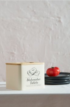 Металевий контейнер для таблеток для посудомийної машини з кришкою - кремовий