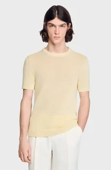 Мужской белый джемпер Белый L Sandro SHPTR00655_Butter cream