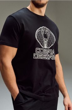 Бавовняна футболка з принтом - чорний