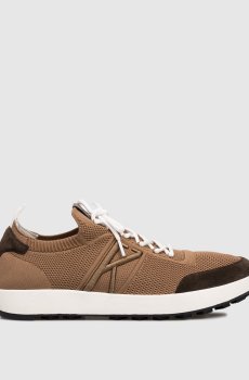 Коричневые комбинированные кроссовки с монограммой