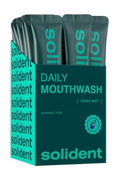 Ополаскиватель для полости рта в стиках Solident Daily Mouthwash, Super Mint, 20*10 мл
