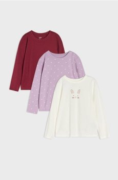 Набір з 3 футболок з довгим рукавом - різнобарвний