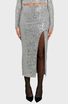 Женская серебристая юбка Серебряный M Tally Weijl SSKPEGODESS