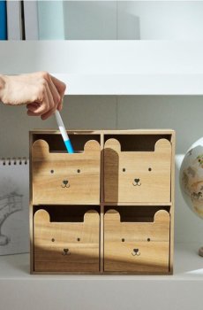 Органайзер з чотирма шухлядами та ведмежим мотивом - бежевий