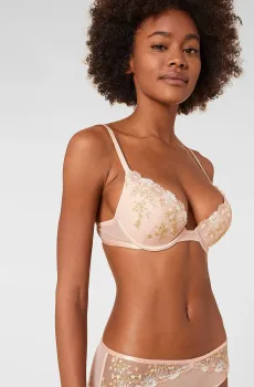 Женский бежевый бюстгальтер пуш-ап глубокое декольте BONHEUR Бежевый 70C Etam 6535128