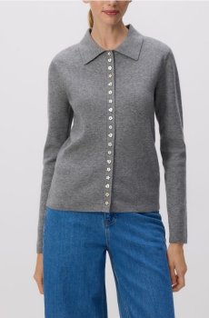 Reserved - Кардиган з декоративними гудзиками - середньо-сірий - 447HH-85M