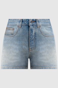 Голубые джинсовые шорты с эффектом потертости