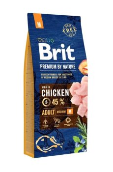Сухой корм для взрослых собак средних пород Brit Premium By Nature Adult M с курицей, 15 кг