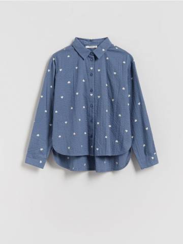 Reserved - Бавовняна сорочка з візерунком - світло-блакитний - 445FW-50X